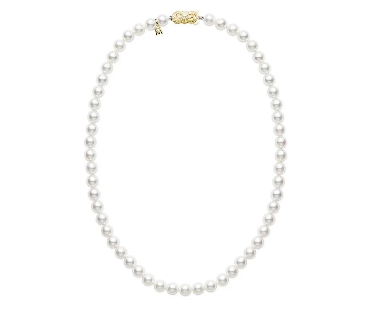 18" Akoya Cultured Pearl Strand Necklace in 18K Yellow Gold Clasp