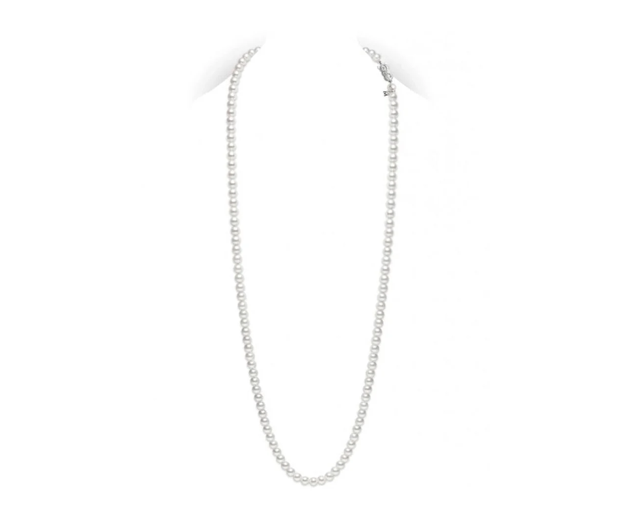 32" Akoya Cultured Pearl Strand Necklace in 18K White Gold Clasp