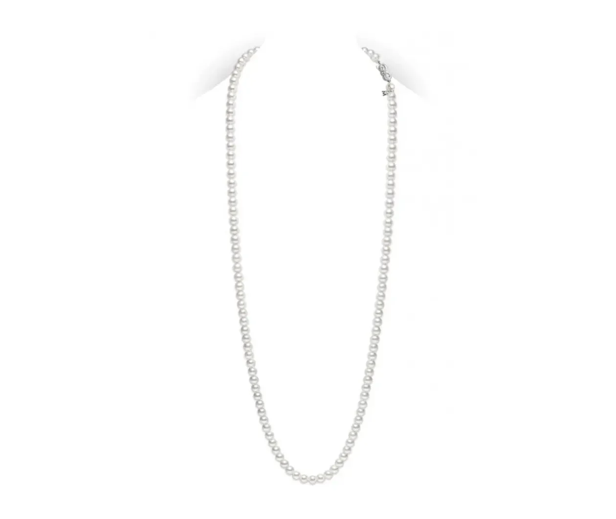 32" Akoya Cultured Pearl Strand Necklace in 18K White Gold Clasp
