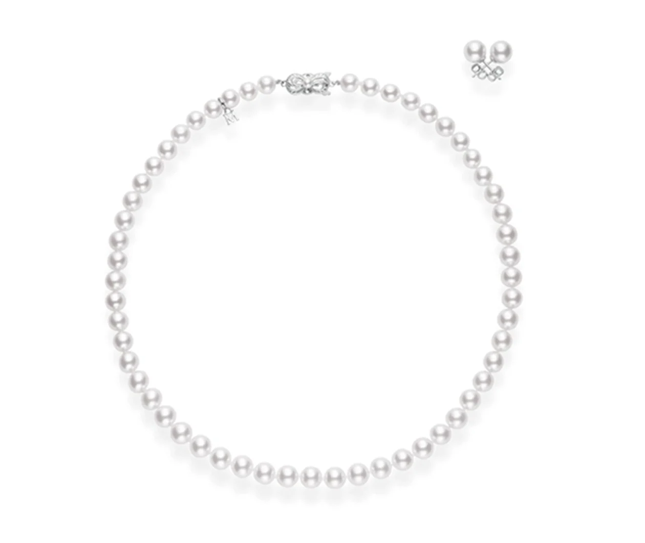 Akoya Cultured Pearl 18K White Gold Two-Piece Set