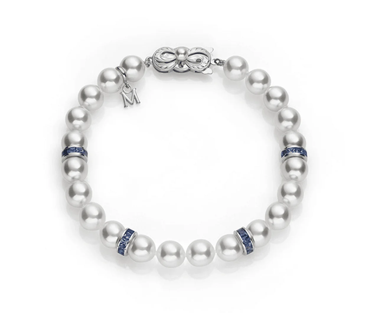 Akoya Cultured Pearl Ocean Bracelet with Blue Sapphire