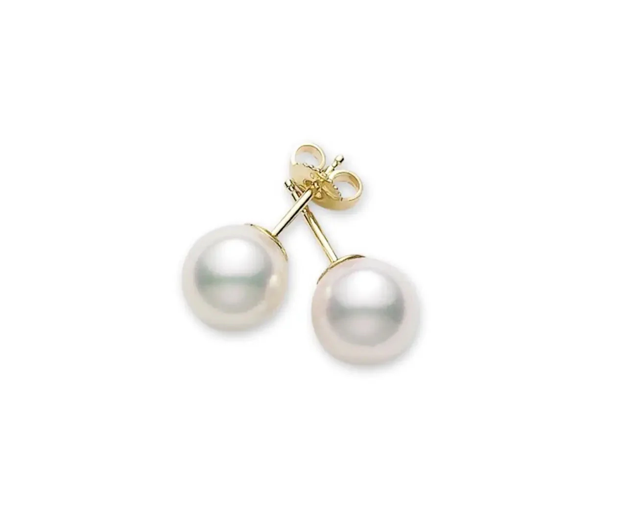 Akoya Cultured Pearl Stud Earrings in 18K Yellow Gold, AA, 6-6.5mm