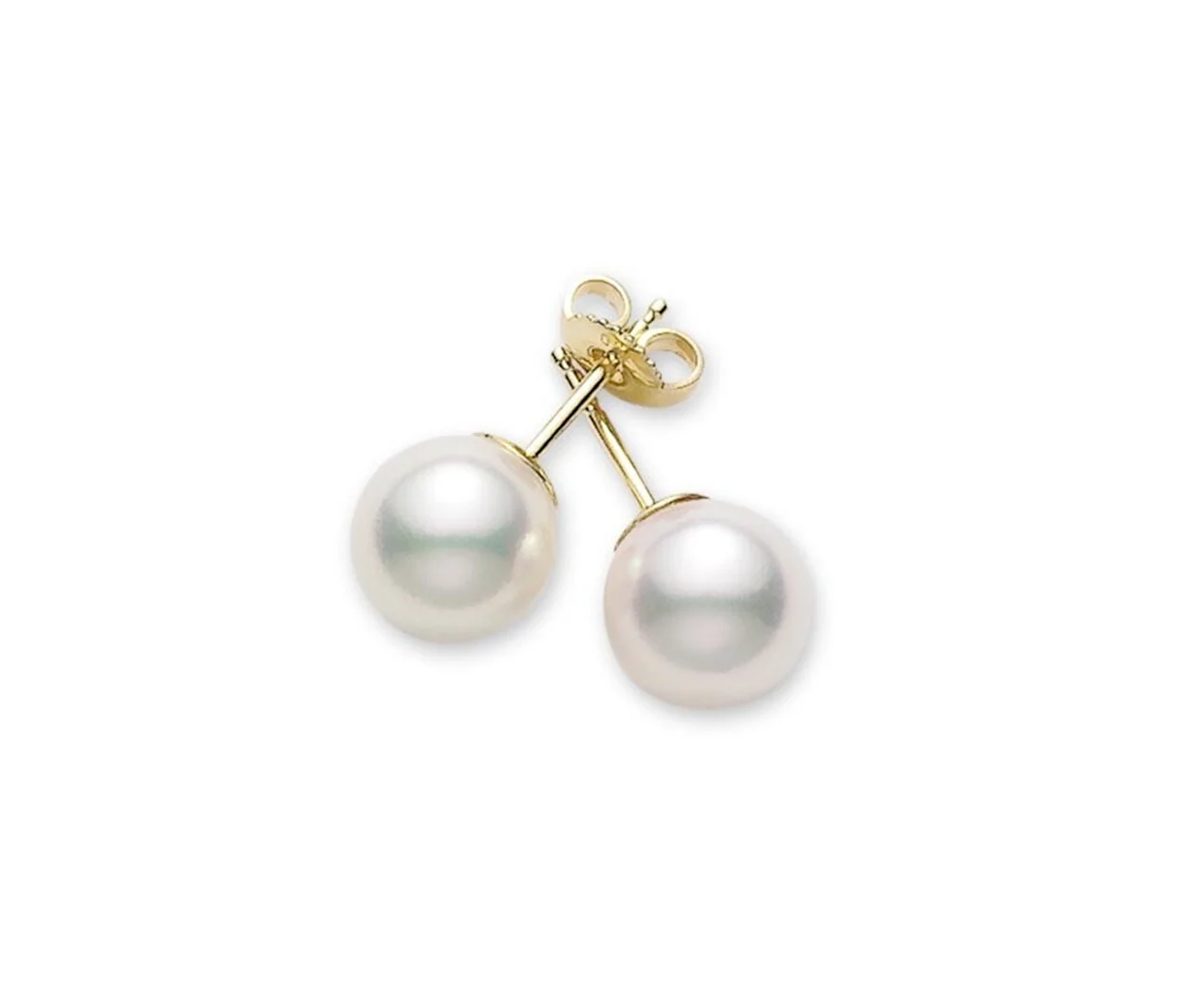 Akoya Cultured Pearl Stud Earrings in 18K Yellow Gold, AA, 8-8.25mm
