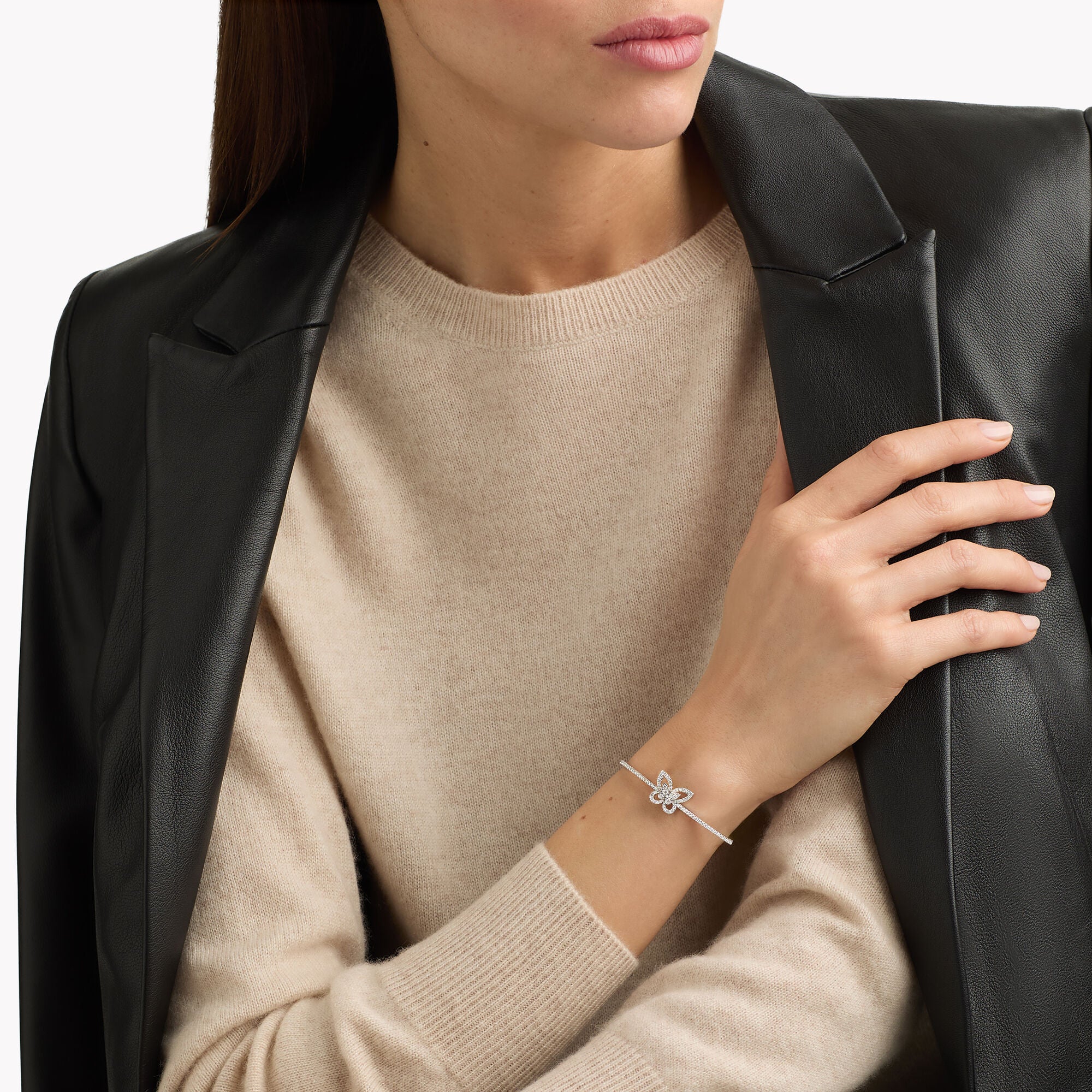 Butterfly Silhouette Diamond Bangle - Image 2