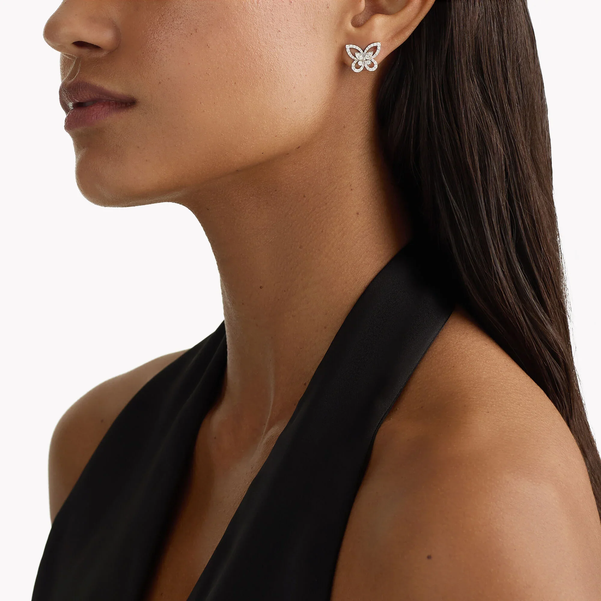 Butterfly Silhouette Diamond Mini Stud Earrings - Image 2
