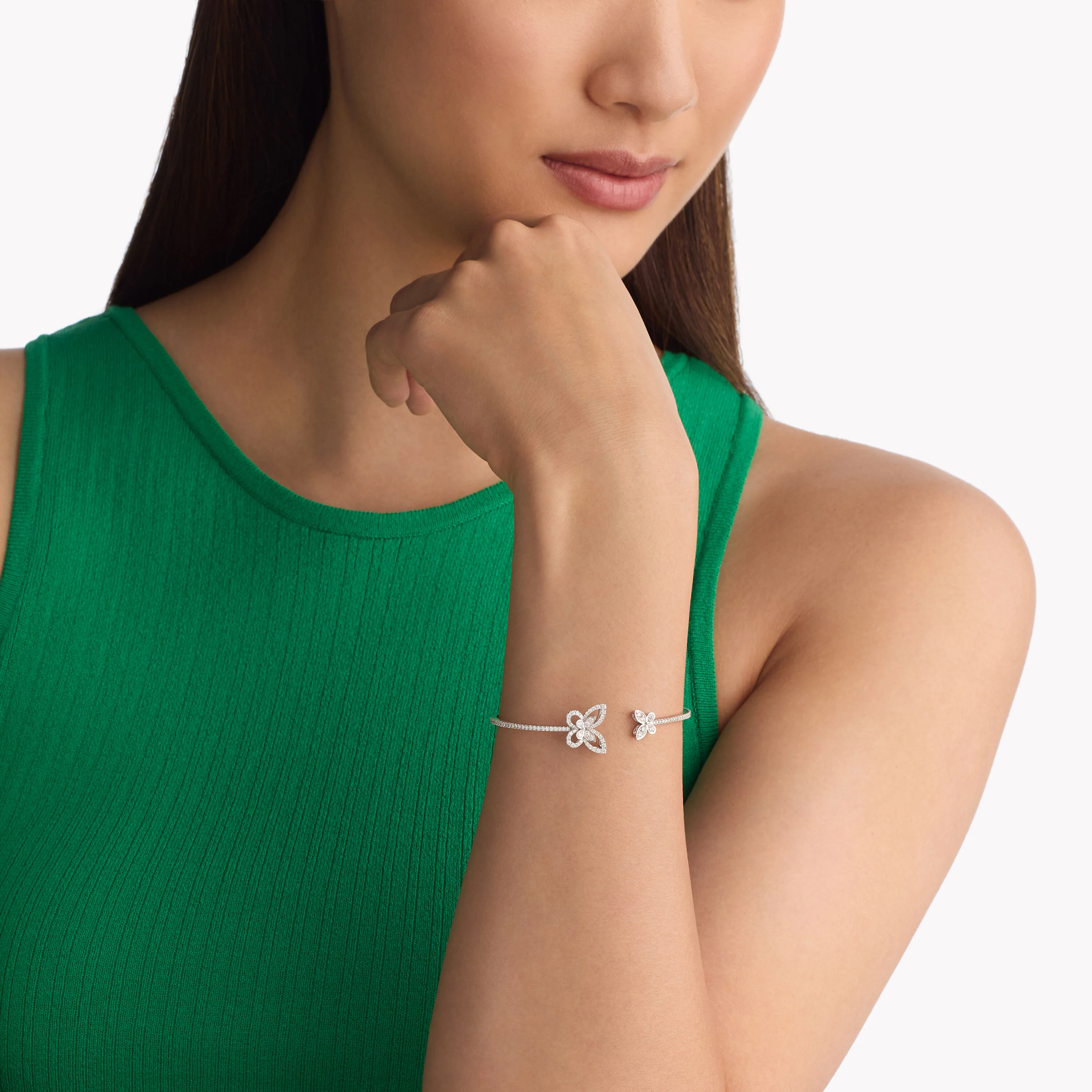 Butterfly Silhouette Open Diamond Bangle - Image 2