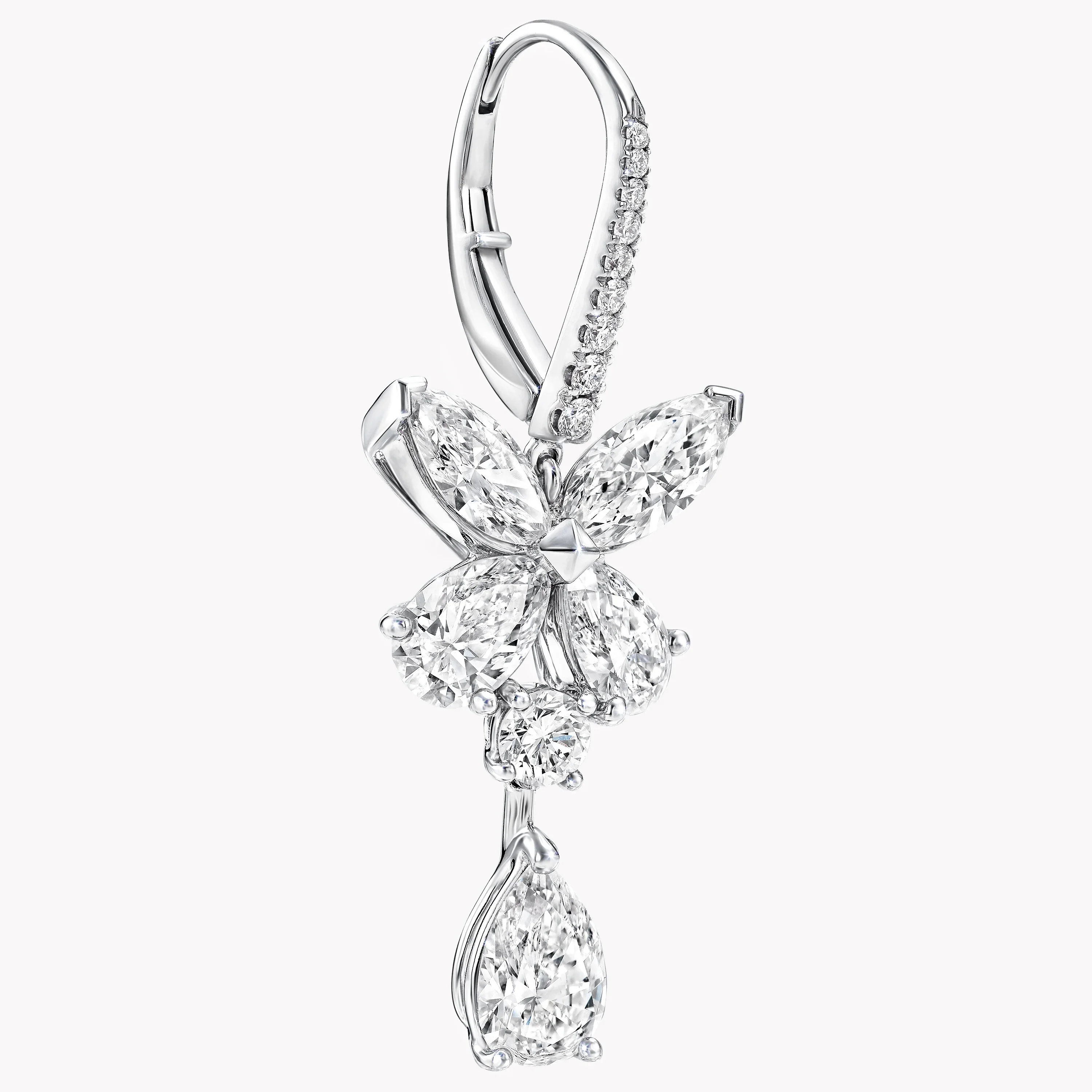 Classic Butterfly Pear Shape Diamond Drop Earrings - Image 3