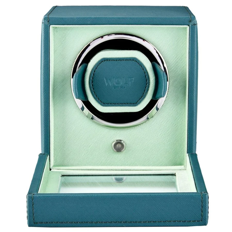WOLF Cub Seltzer Single Watch Winder with Cover Teal/Mint - Image 3