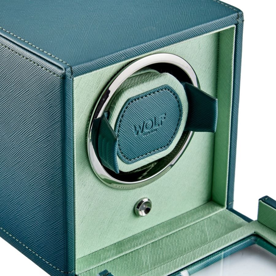 WOLF Cub Seltzer Single Watch Winder with Cover Teal/Mint - Image 5