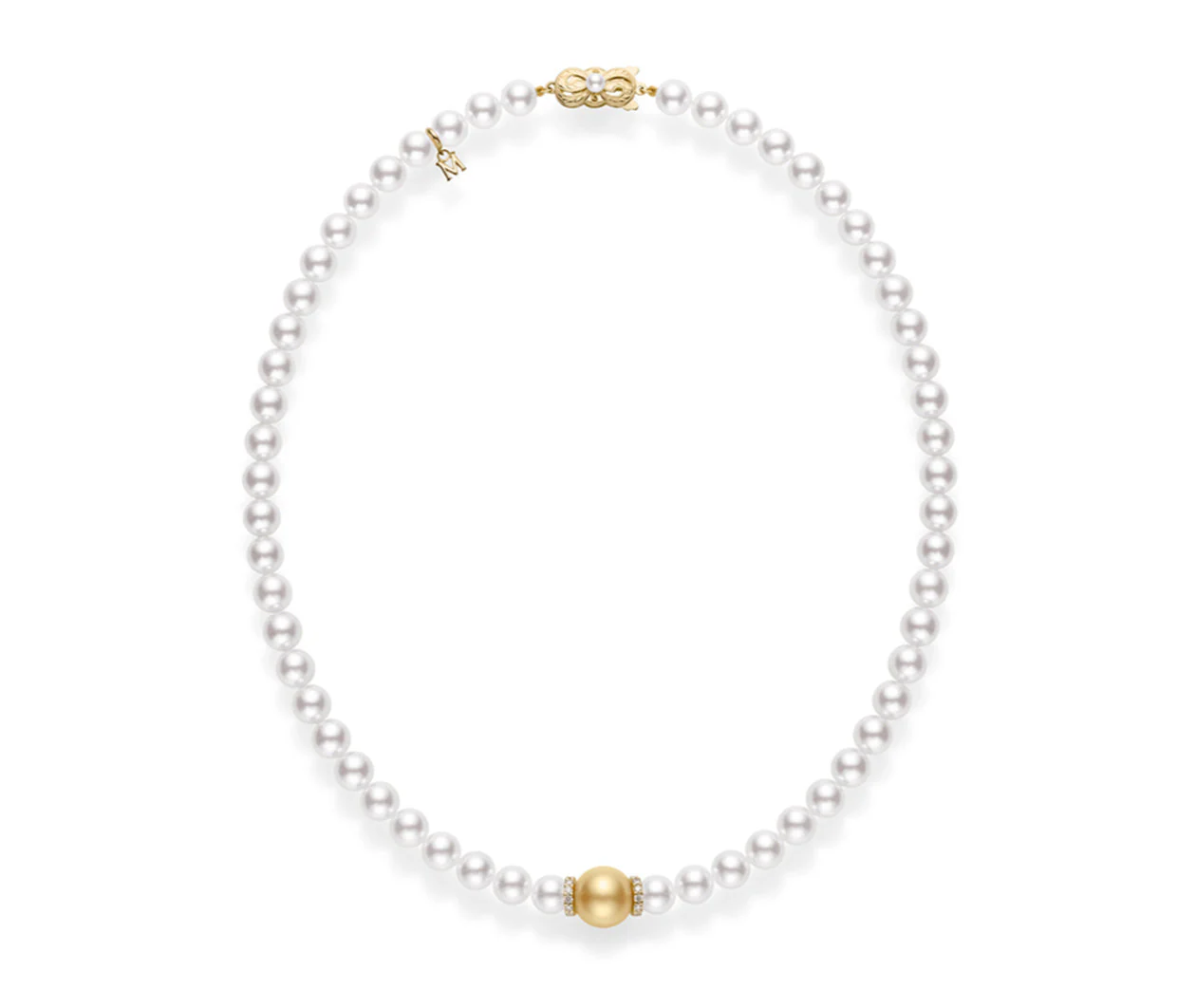 Cultured Pearl 18K Yellow Gold and Diamond Necklace