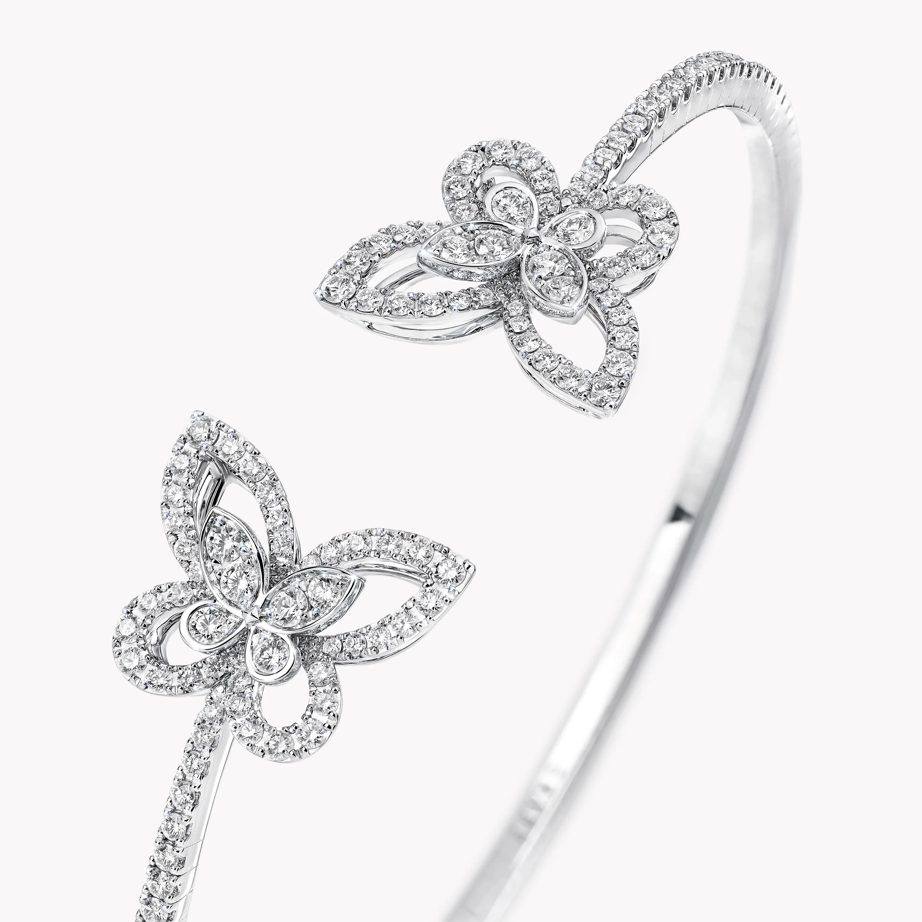 Double Butterfly Silhouette Diamond Bangle - Image 3