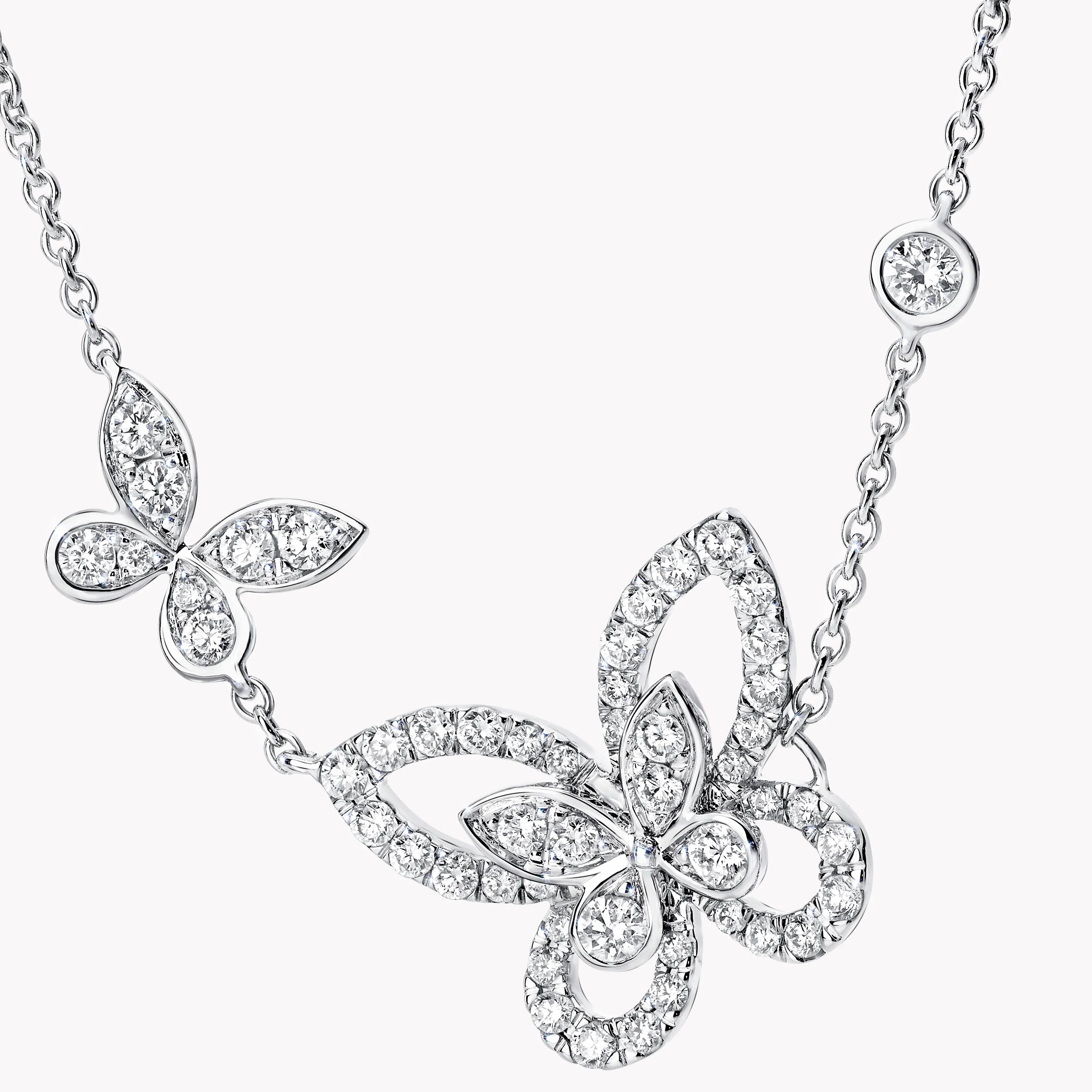Double Butterfly Silhouette Diamond Pendant - Image 3