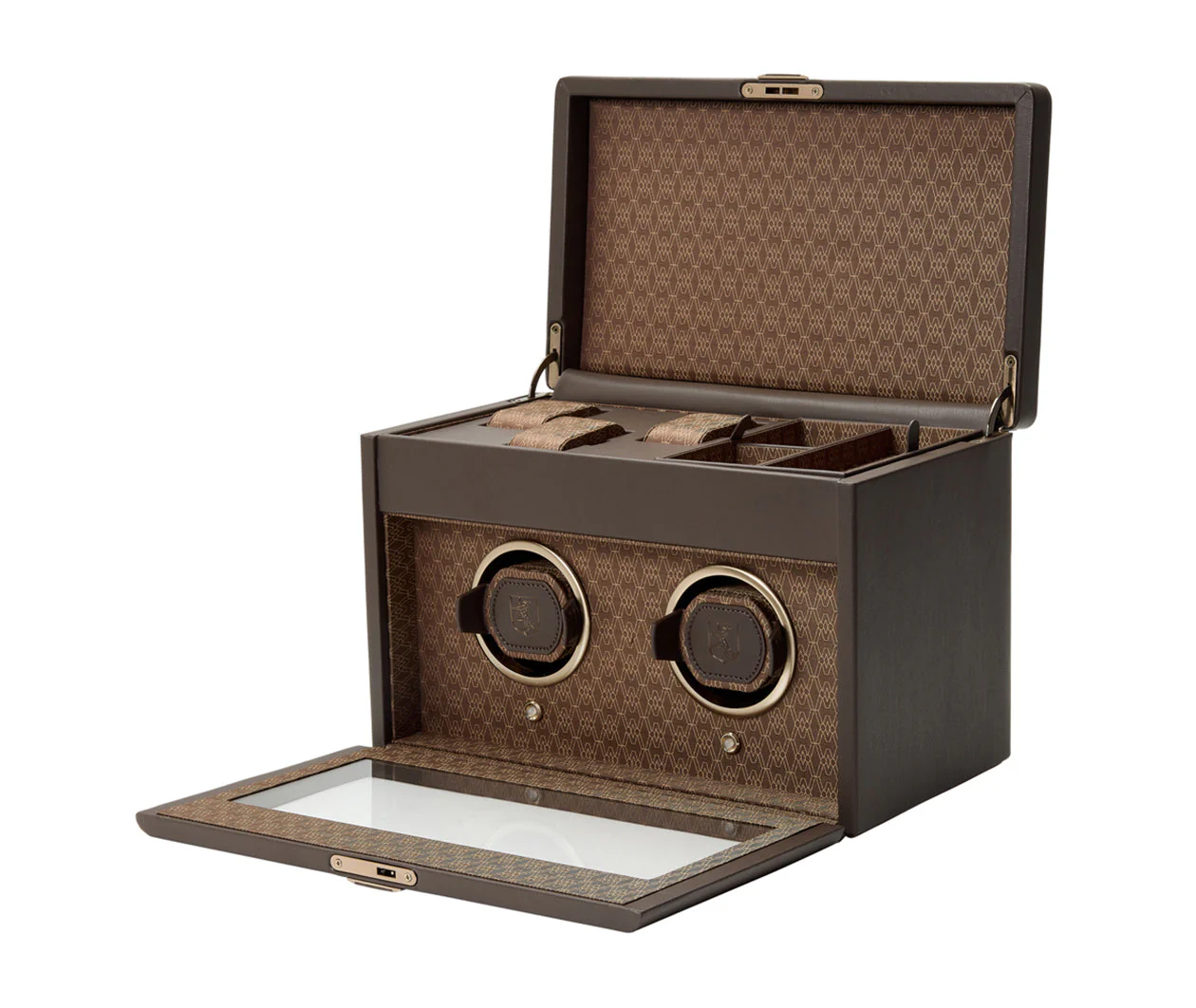 Earth Double Watch Winder With Storage Coffee - Image 3