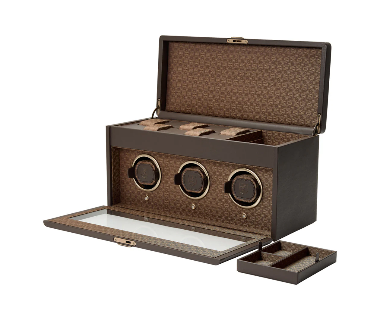 Earth Triple Watch Winder With Storage Coffee - Image 4