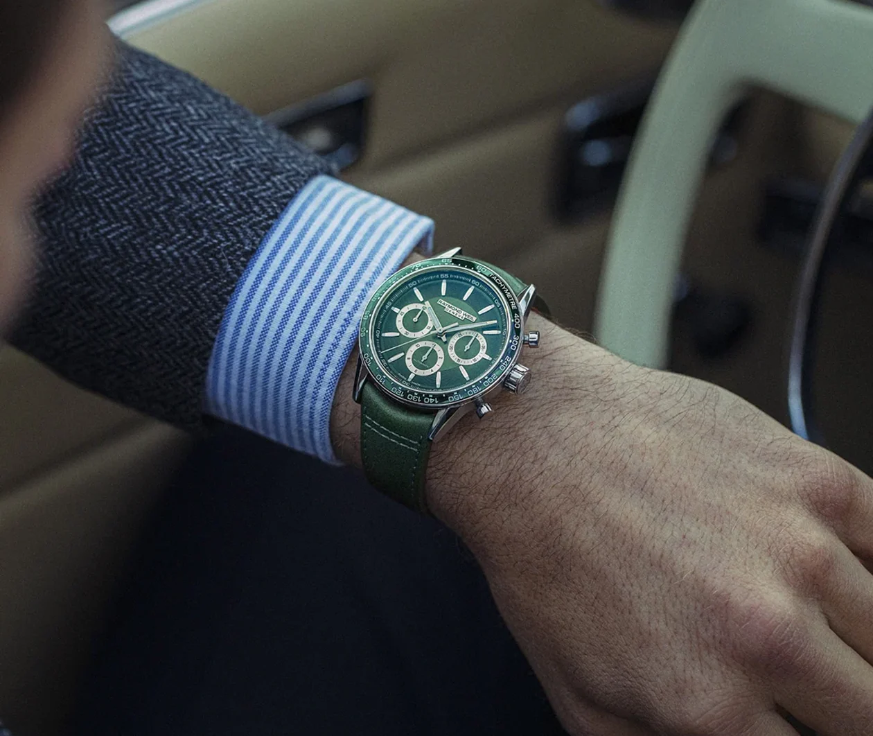 Freelancer Men's Automatic Chronograph Green Leather Watch - Image 4