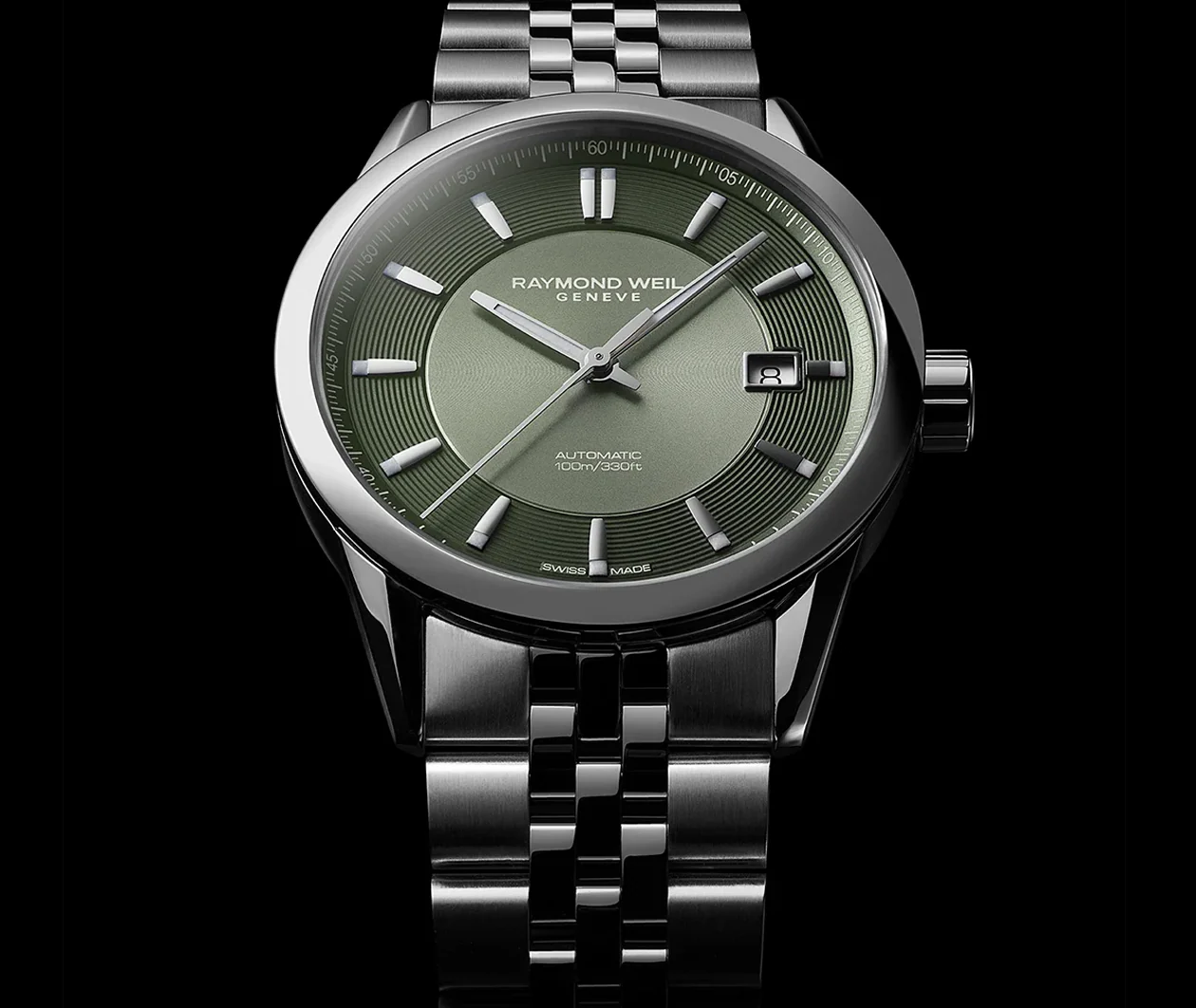 Freelancer Men's Automatic Olive Green Dial Stainless Steel Bracelet Watch - Image 5