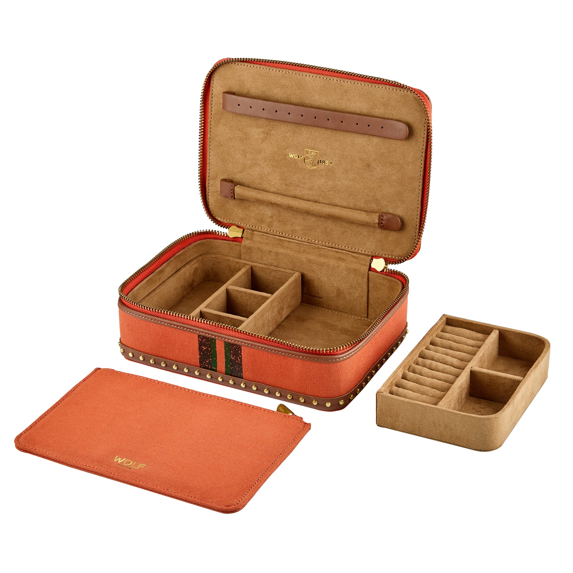 Wolf Ida Travel Zip Jewellery Case Orange - Image 4