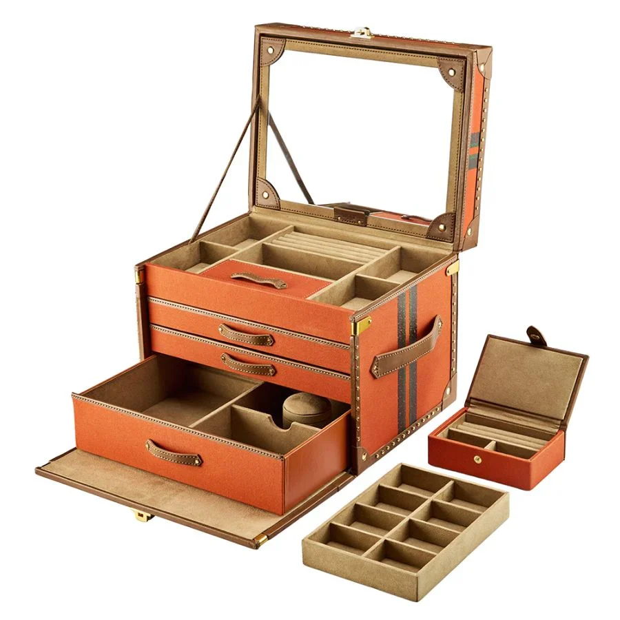 Wolf Ida Trunk Jewellery Box Orange - Image 8