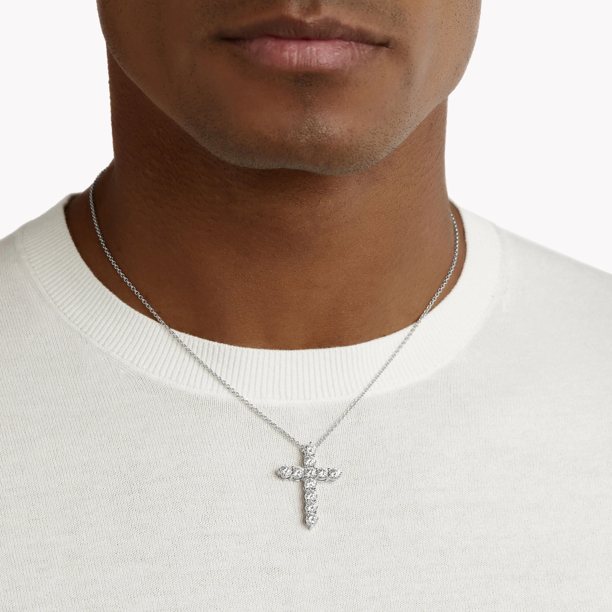 Round Diamond Cross Large Pendant - Image 3