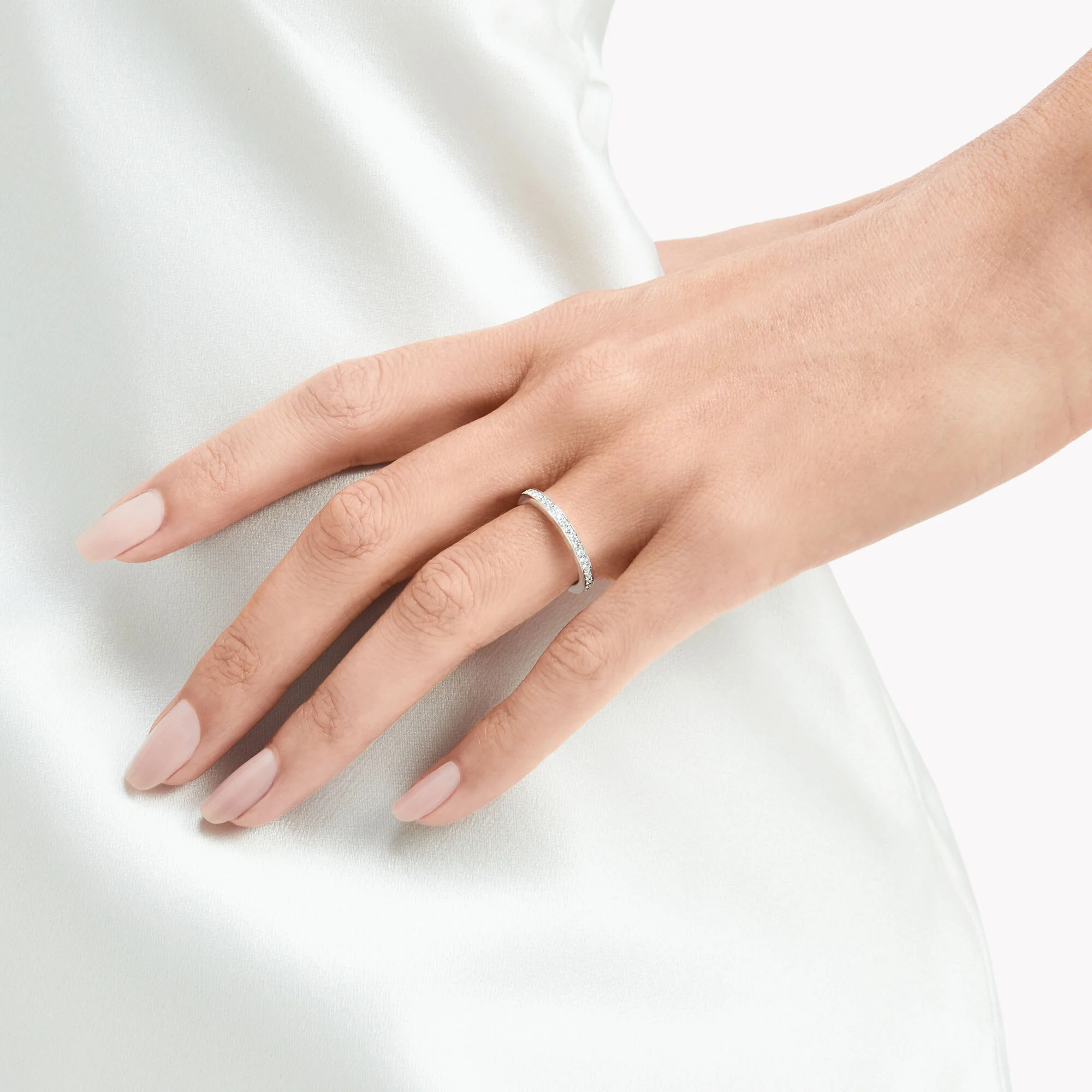 Thread Set Diamond Wedding Band - Image 3