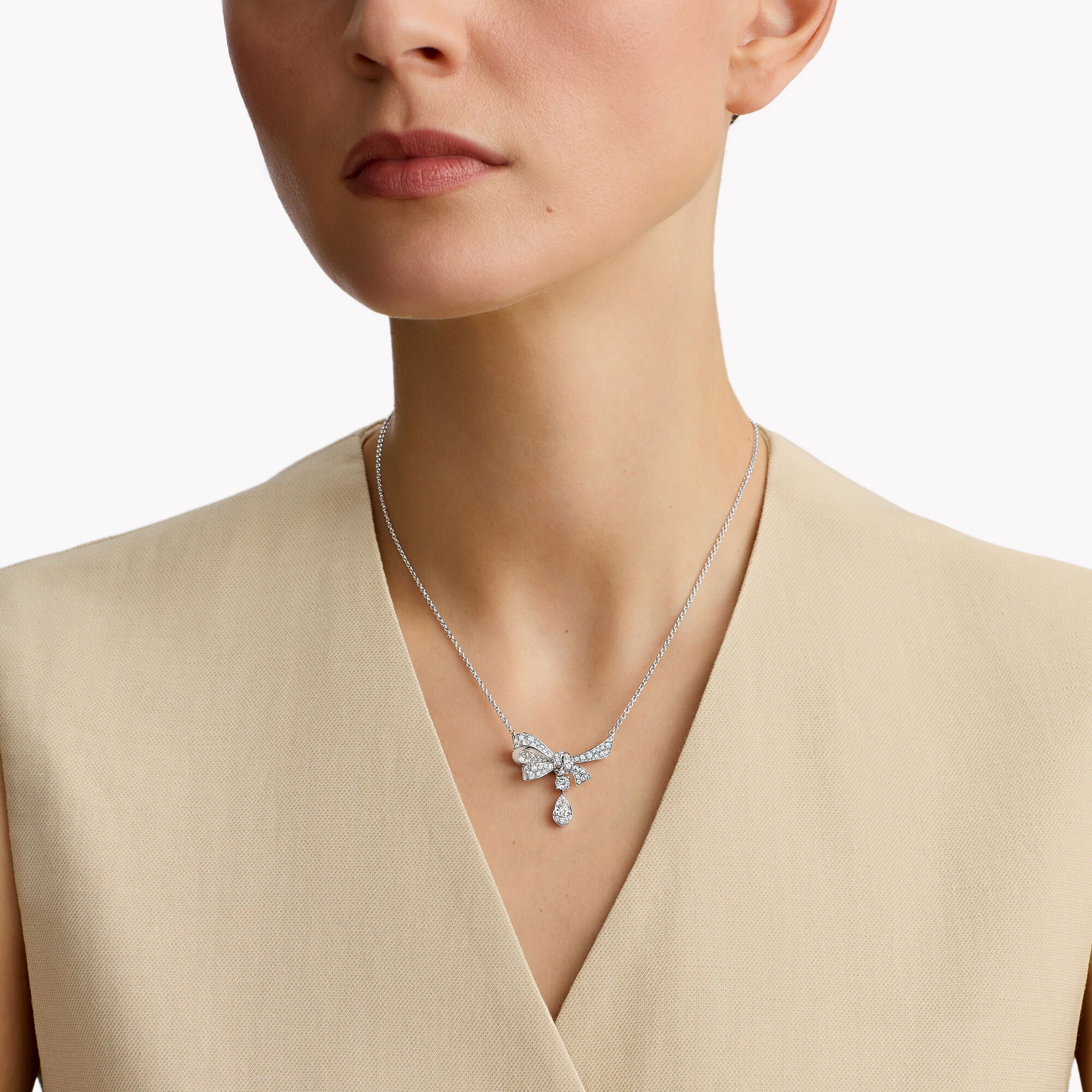 Tilda’s Bow Diamond Drop Pendant - Image 2