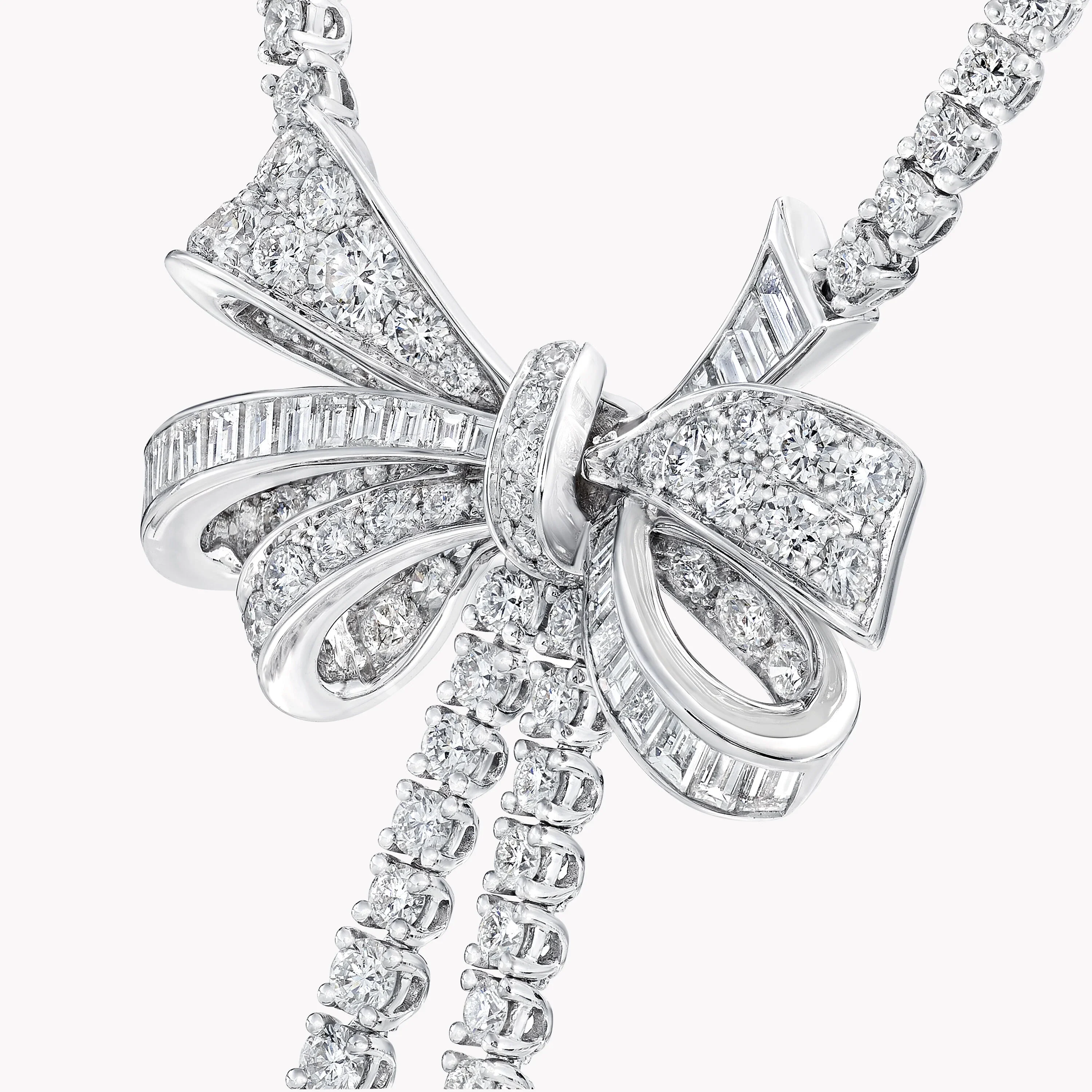 Tilda's Bow Double Strand Round Diamond Necklace - Image 3