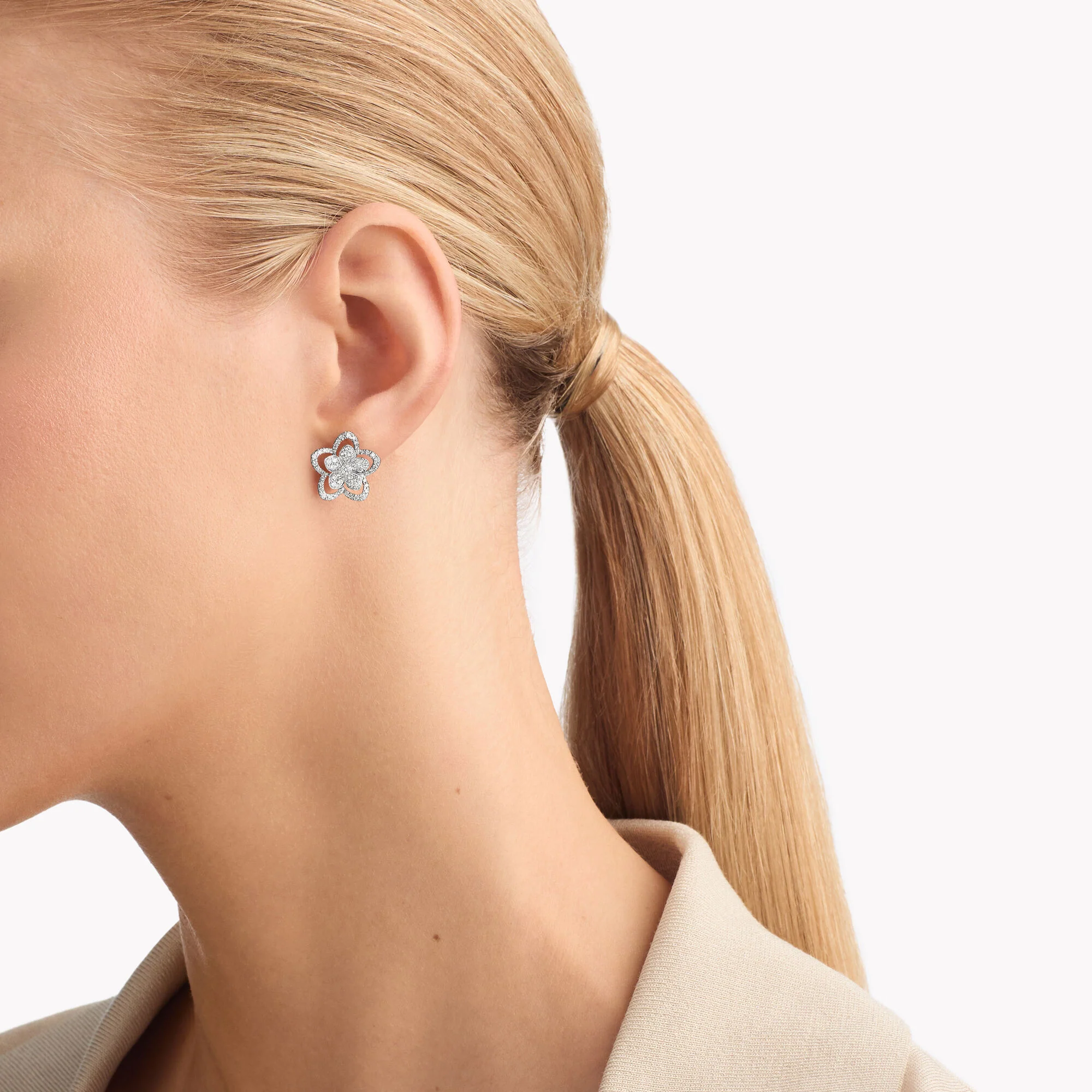 Wild Flower Diamond Stud Earrings - Image 2