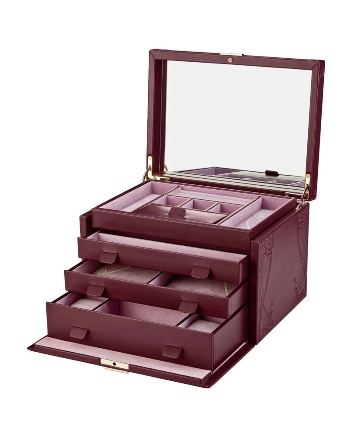 WOLF x Liberty Large Jewellery Box - Burgundy - Image 2